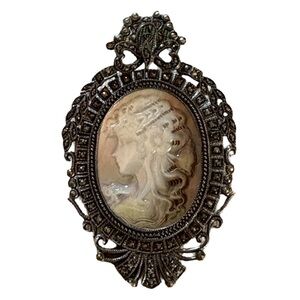 Vintage Mother of Pearl cameo Silver 925 Brooch/Pendant